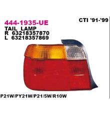 Фонарь задний левый красно-жёлтый BMW E36 компакт, Depo