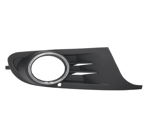 Решетка бампера правая с отверстием для птф Фольксваген Гольф VI 08- с хром кольцом, Loro